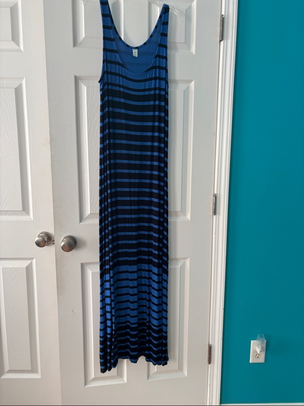 Old Navy Blue and Black Striped Tank Maxi Dress